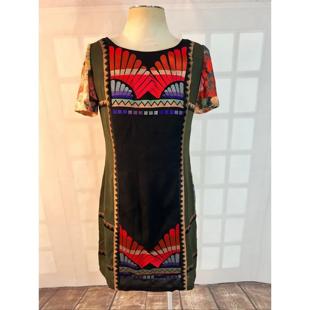 Ranna Gill Anthropologie Fanned Vignette Shift dress size 4